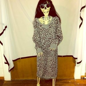 Knit Leopard Print Sweater Dress